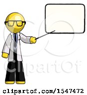 Poster, Art Print Of Yellow Doctor Scientist Man Giving Presentation In Front Of Dry-Erase Board