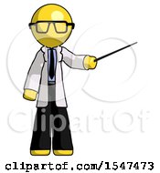 Poster, Art Print Of Yellow Doctor Scientist Man Teacher Or Conductor With Stick Or Baton Directing