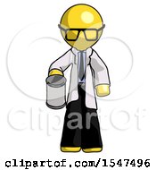 Poster, Art Print Of Yellow Doctor Scientist Man Begger Holding Can Begging Or Asking For Charity