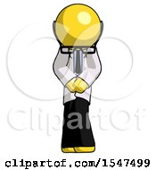 Poster, Art Print Of Yellow Doctor Scientist Bending Over Hurt Or Nautious