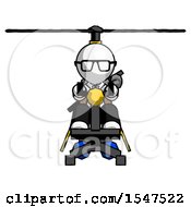 White Doctor Scientist Man Flying In Gyrocopter Front View