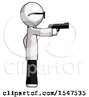 Poster, Art Print Of White Doctor Scientist Man Firing A Handgun
