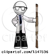 Poster, Art Print Of White Doctor Scientist Man Holding Staff Or Bo Staff