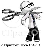 Poster, Art Print Of White Doctor Scientist Man Scissor Beheading Office Worker Execution