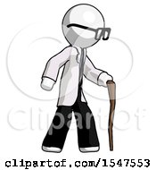 Poster, Art Print Of White Doctor Scientist Man Walking With Hiking Stick