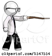 Poster, Art Print Of White Doctor Scientist Man Pointing With Hiking Stick