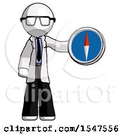 Poster, Art Print Of White Doctor Scientist Man Holding A Large Compass