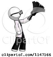 Poster, Art Print Of White Doctor Scientist Man Dusting With Feather Duster Upwards