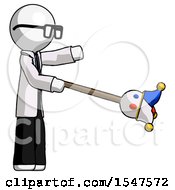 White Doctor Scientist Man Holding Jesterstaff I Dub Thee Foolish Concept