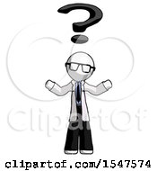 Poster, Art Print Of White Doctor Scientist Man With Question Mark Above Head Confused