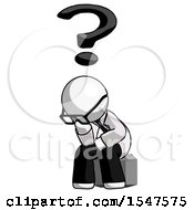 Poster, Art Print Of White Doctor Scientist Man Thinker Question Mark Concept