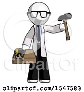 Poster, Art Print Of White Doctor Scientist Man Holding Tools And Toolchest Ready To Work