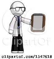 Poster, Art Print Of White Doctor Scientist Man Showing Clipboard To Viewer