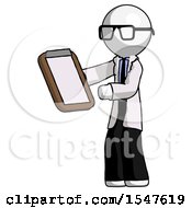 White Doctor Scientist Man Reviewing Stuff On Clipboard