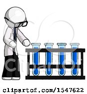 Poster, Art Print Of White Doctor Scientist Man Using Test Tubes Or Vials On Rack