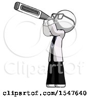 Poster, Art Print Of White Doctor Scientist Man Thermometer In Mouth