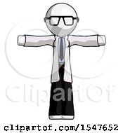 Poster, Art Print Of White Doctor Scientist Man T-Pose Arms Up Standing
