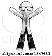 Poster, Art Print Of White Doctor Scientist Man Surprise Pose Arms And Legs Out