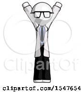 White Doctor Scientist Man Hands Up