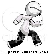 White Doctor Scientist Man Running Fast Right