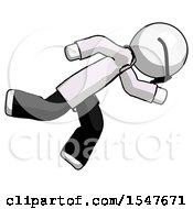 Poster, Art Print Of White Doctor Scientist Man Running While Falling Down