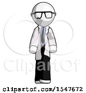 White Doctor Scientist Man Walking Front View