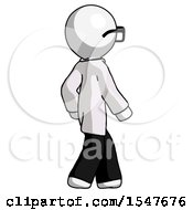 Poster, Art Print Of White Doctor Scientist Man Walking Away Direction Right View