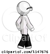 White Doctor Scientist Man Walking Away Direction Right View