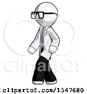 Poster, Art Print Of White Doctor Scientist Man Man Walking Turned Left Front View