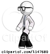 White Doctor Scientist Man Man Walking Turned Left Front View