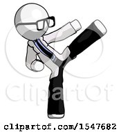 Poster, Art Print Of White Doctor Scientist Man Ninja Kick Right