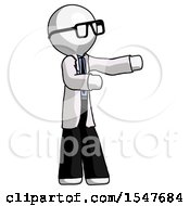 Poster, Art Print Of White Doctor Scientist Man Presenting Something To His Left