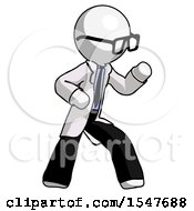 White Doctor Scientist Man Martial Arts Defense Pose Right