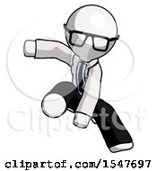 White Doctor Scientist Man Action Hero Jump Pose