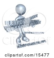 Overwhelmed Dependable Silver Person Carrying A Heavy And Large Load Of Responsiblities Clipart Illustration Image by 3poD
