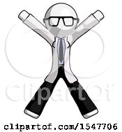 White Doctor Scientist Man Jumping Or Flailing