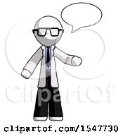 Poster, Art Print Of White Doctor Scientist Man With Word Bubble Talking Chat Icon