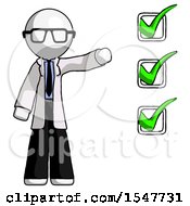Poster, Art Print Of White Doctor Scientist Man Standing By List Of Checkmarks