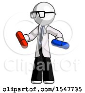 Poster, Art Print Of White Doctor Scientist Man Red Pill Or Blue Pill Concept