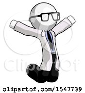Poster, Art Print Of White Doctor Scientist Man Jumping Or Kneeling With Gladness