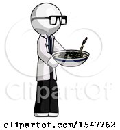 Poster, Art Print Of White Doctor Scientist Man Holding Noodles Offering To Viewer