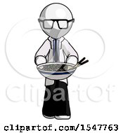Poster, Art Print Of White Doctor Scientist Man Serving Or Presenting Noodles