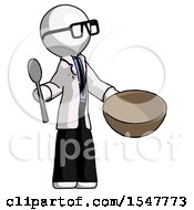 Poster, Art Print Of White Doctor Scientist Man With Empty Bowl And Spoon Ready To Make Something