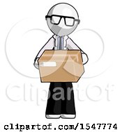 Poster, Art Print Of White Doctor Scientist Man Holding Box Sent Or Arriving In Mail