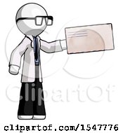 White Doctor Scientist Man Holding Large Envelope
