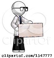 Poster, Art Print Of White Doctor Scientist Man Presenting Large Envelope