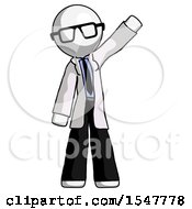 Poster, Art Print Of White Doctor Scientist Man Waving Emphatically With Left Arm