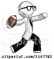 Poster, Art Print Of White Doctor Scientist Man Throwing Football