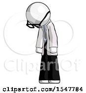White Doctor Scientist Man Depressed With Head Down Turned Left