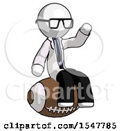 Poster, Art Print Of White Doctor Scientist Man Sitting On Giant Football